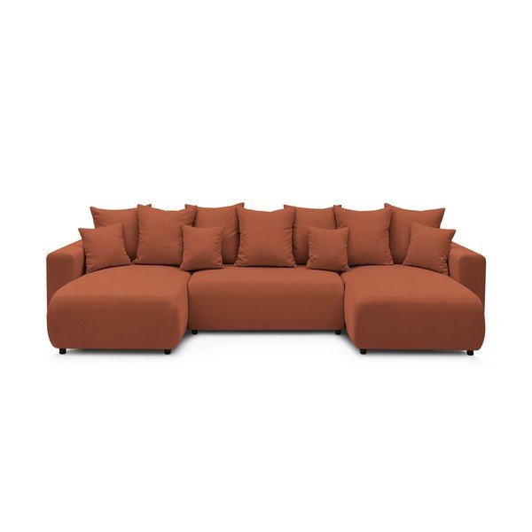 Divano letto a U in velluto rosso terracotta Envy - Bobochic Paris