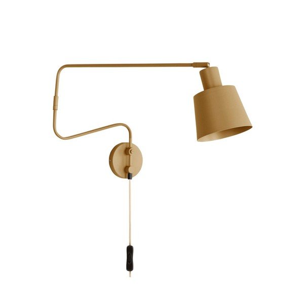 Lampada da parete gialla in metallo con alimentazione a corrente con struttura flessibile Stig – Jotex