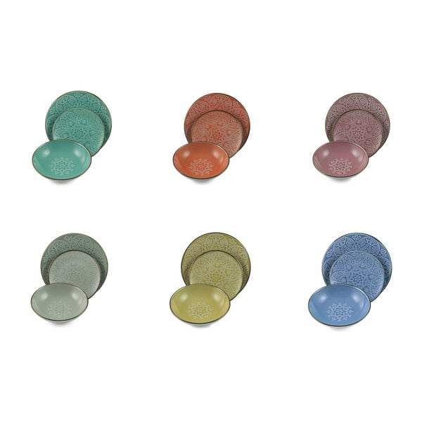 18dílná sada barevného nádobí z kameniny Villa d'Este Baku