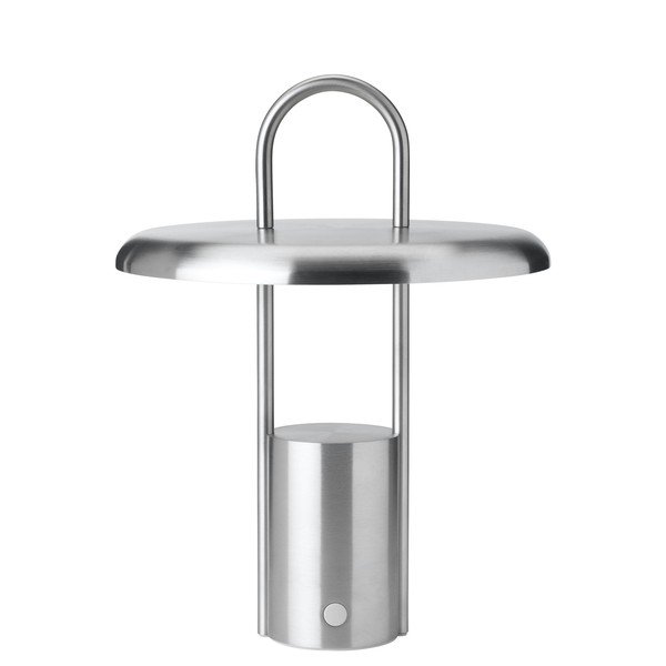 Lampada da tavolo LED argentata in acciaio inox con intensità regolabile (altezza totale 25 cm) Pier – Stelton