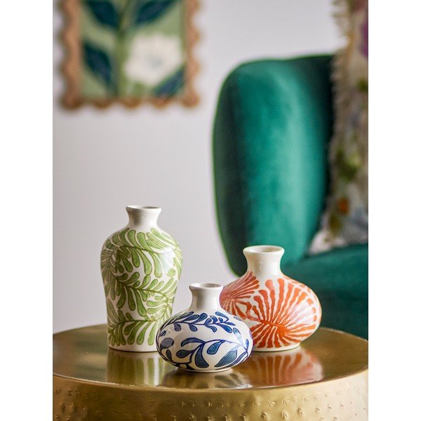 Set di vasi in gres dipinti a mano 3 pz (altezza totale 16 cm) Fauni – Bloomingville-image-1