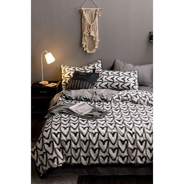 Biancheria da letto singola/estesa in cotone bianco e grigio con lenzuolo 160x220 cm - Mila Home