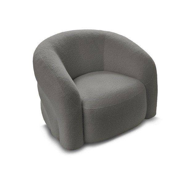 Poltrona grigia girevole con rivestimento in bouclé Elina – Bobochic Paris-image-4