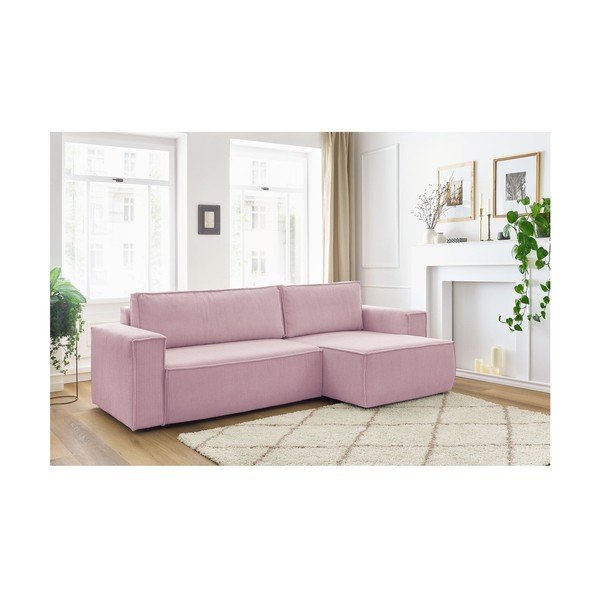 Divano letto a coste rosa ad angolo variabile Nihad - Bobochic Paris-image-3