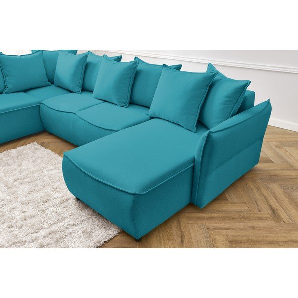 Divano letto angolare turchese (angolo sinistro) Leon - Bobochic Paris-image-1