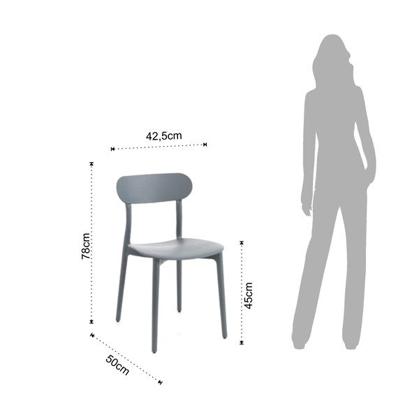 Sedia da giardino in plastica grigia Stoccolma - Tomasucci-image-3