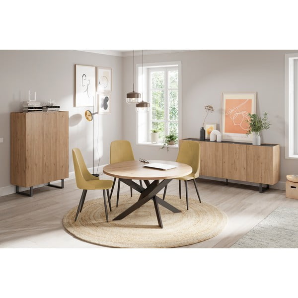 Tavolo da pranzo rotondo con piano in rovere 120x120 cm Ther - Marckeric-image-1