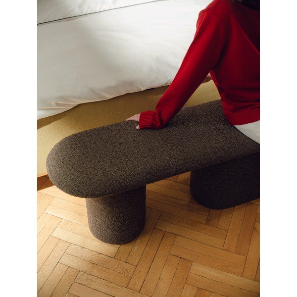 Panchina marrone in imbottito con rivestimento in bouclé Rull – noo.ma-image-1