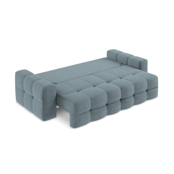 Divano blu allungabile con rivestimento in bouclé 255 cm Milu – Makamii-image-4