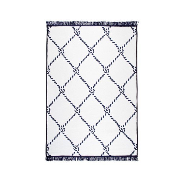 Tappeto bifacciale blu e bianco Corda, 160 x 250 cm - Cihan Bilisim Tekstil-image-1