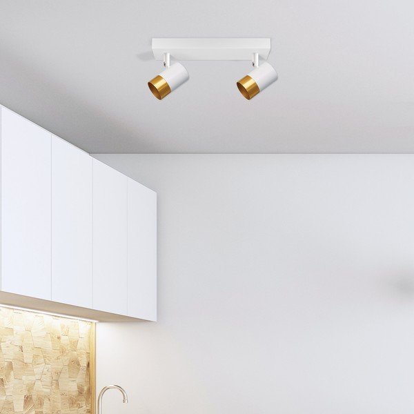 Lampada da soffitto con paralume in metallo bianco-oro 34x5,5 cm Tobi - Candellux Lighting-image-1