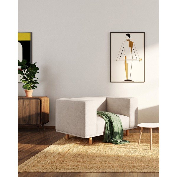 Poltrona relax beige in tessuto bouclé Kukumo - Ame Yens-image-1