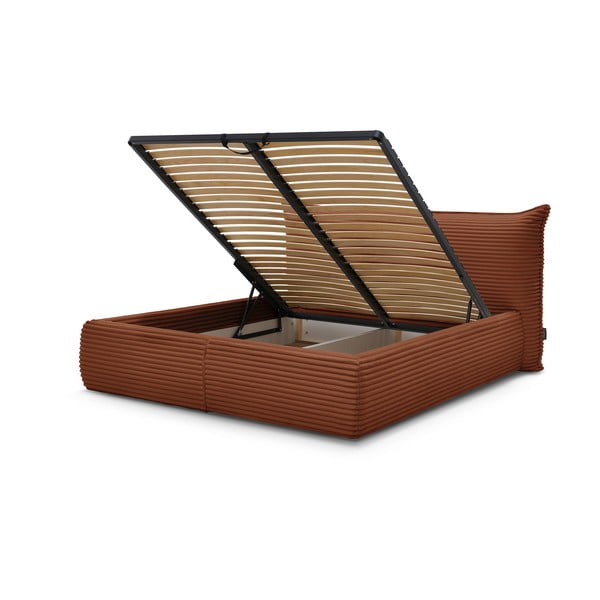 Letto matrimoniale color mattone imbottito con spazio contenitivo con griglia inclusa 160x200 cm Jade – Bobochic Paris-image-3