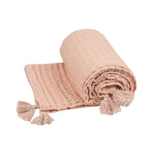 Plaid arancione chiaro in puro cotone , 100 x 140 cm Nido - Nattiot-image-1