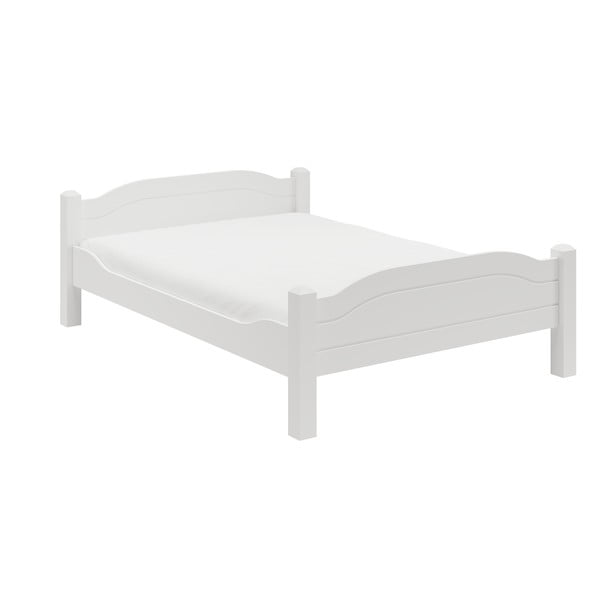 Letto matrimoniale bianco in pino massiccio 140x200 cm Liva – Olivia Living