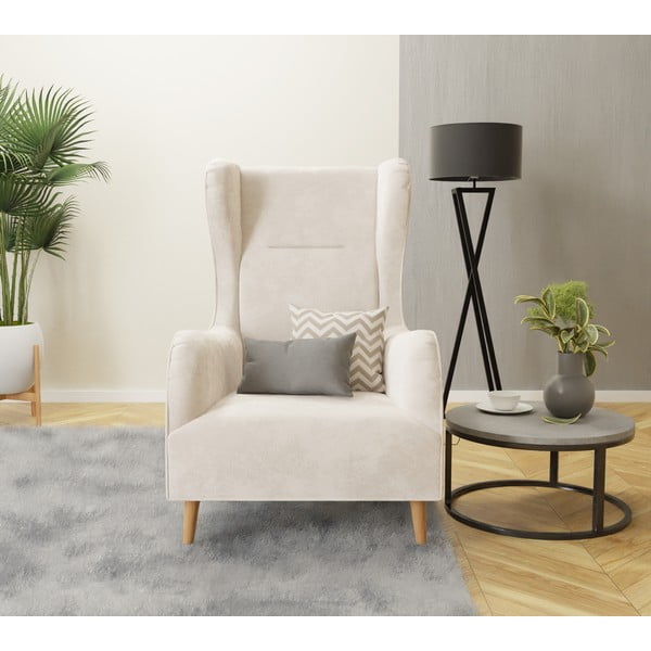 Poltrona in velluto crema Carole - Ropez-image-4