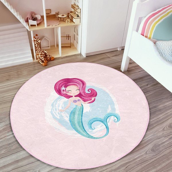 Tappeto rosa per bambini ø 80 cm Comfort - Mila Home-image-3