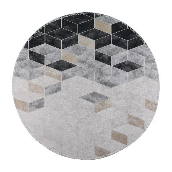 Tappeto rotondo lavabile bianco-grigio ø 120 cm - Vitaus