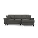 Divano angolare grigio scuro allungabile e con contenitore (con penisola a destra/con chaise lounge) con rivestimento in velluto a coste Kyoto – Cosmopolitan Design