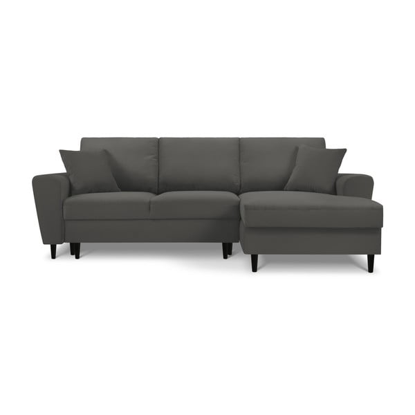 Divano angolare grigio scuro allungabile e con contenitore (con penisola a destra/con chaise lounge) con rivestimento in velluto a coste Kyoto – Cosmopolitan Design