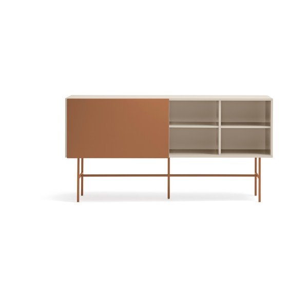 Cassettiera bassa con ante scorrevoli in mattone/beige 180x91 cm Nube - Teulat-image-4