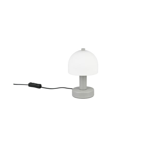 Lampada da tavolo grigia con paralume in vetro (altezza totale 19 cm) Glenn – Trio-image-2