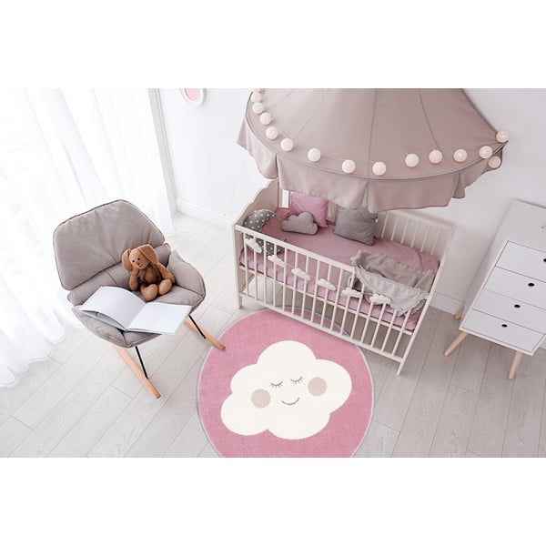 Tappeto rosa per bambini ø 100 cm Soft - FD-image-2