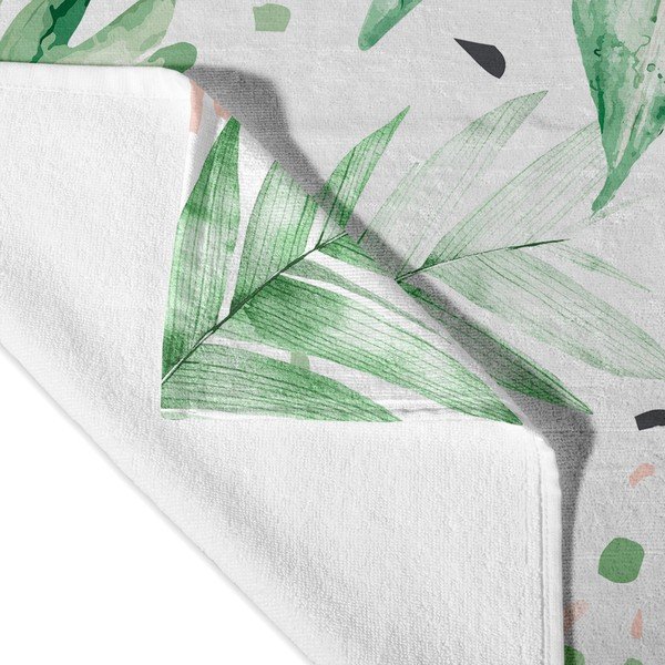 Telo da bagno bianco-verde 70x150 cm Delicate - Happy Friday-image-3