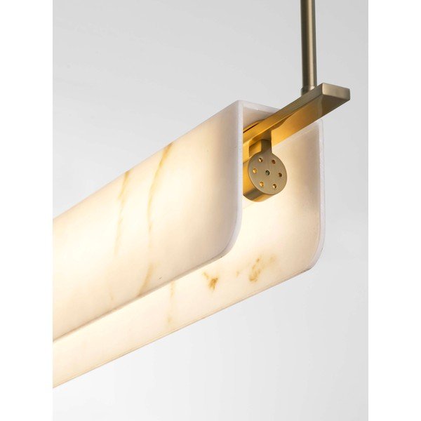 Lampadario LED color crema/color ottone con effetto marmo con intensità regolabile Aider – Nova Luce-image-2