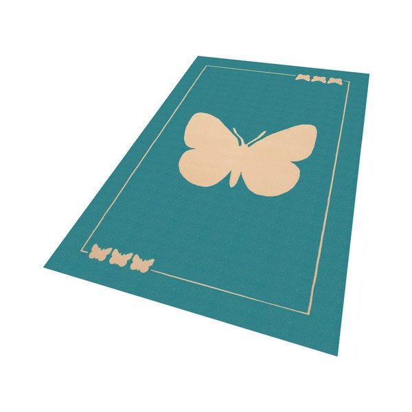 Dětský tyrkysový koberec Zala Living Butterfly, 140 x 200 cm-image-1
