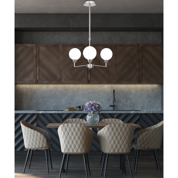 Lampada a sospensione in argento con paralume in vetro Logos - Candellux Lighting-image-1