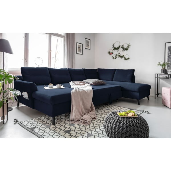 Divano letto a U blu scuro, angolo destro Stylish Stan - Miuform-image-4