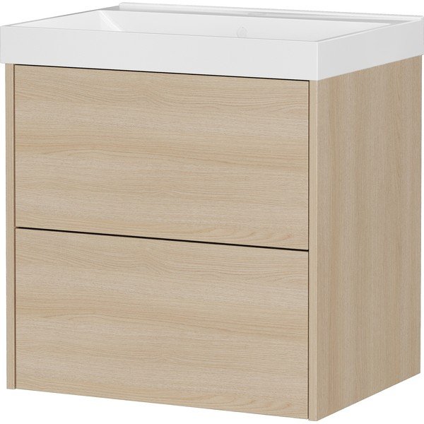 Mobile da lavabo di colore naturale con effetto rovere da appendere 61x65 cm Bodera – Germania