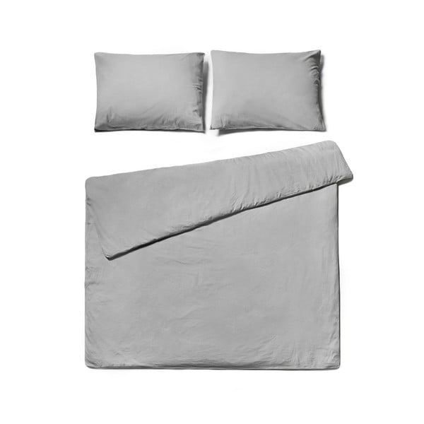 Biancheria da letto matrimoniale grigio chiaro in cotone stonewashed , 160 x 220 cm - Bonami Selection