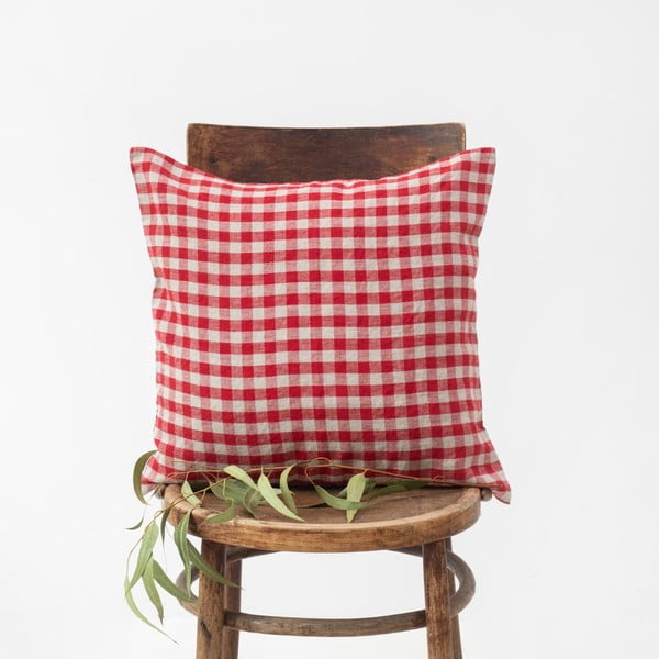 Federa di lino 40x40 cm Red Gingham - Linen Tales