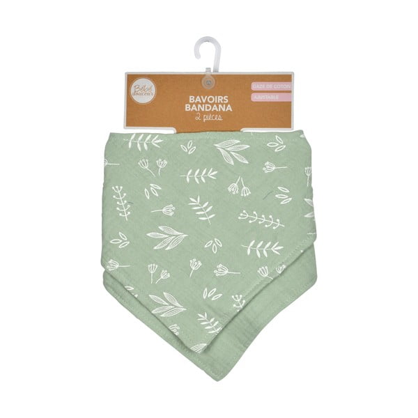 Sputacchiere in mussola verde in set da 2 pezzi - Bébé Douceur-image-4