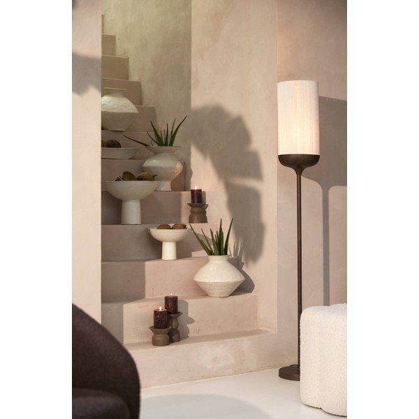 Lampada da terra marrone scuro con paralume in tessuto (altezza 159 cm) Dania - Light & Living-image-1
