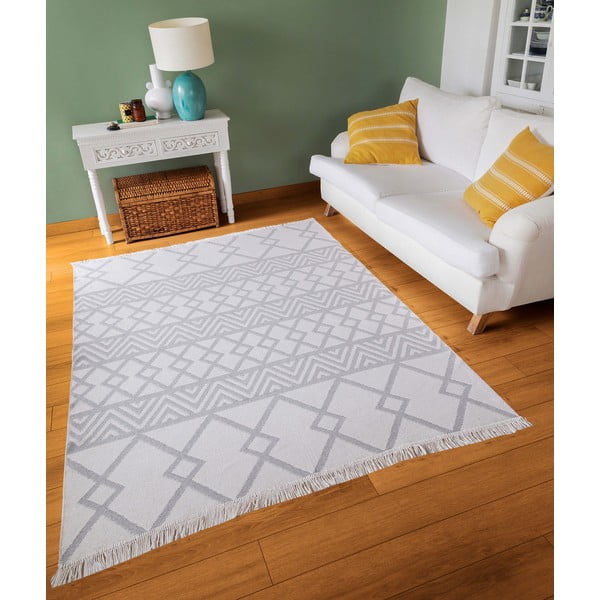 Tappeto in cotone bianco e grigio , 160 x 230 cm Duo - Oyo home-image-1