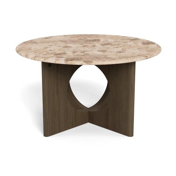 Tavolino da salotto rotondo colore naturale scuro con piano in marmo ø 80 cm Foley – Actona-image-4