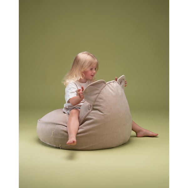 Pouf a sacco per bambini beige con rivestimento in velluto Bear – Wigiwama-image-4