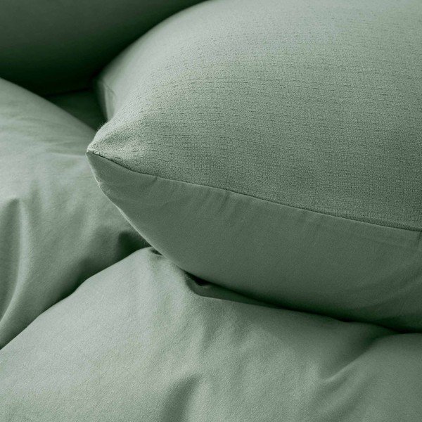 Set copripiumino e federa verde in cotone per letto matrimoniale 3 pezzi 240x220 cm Clara – douceur d'intérieur-image-2