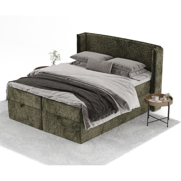 Letto boxspring verde scuro con spazio contenitivo 160x200 cm Passion - Maison de Rêve-image-2