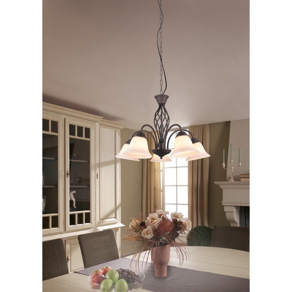 Lampadario marrone scuro con paralume in vetro ø 60 cm Rustica – Trio-image-2