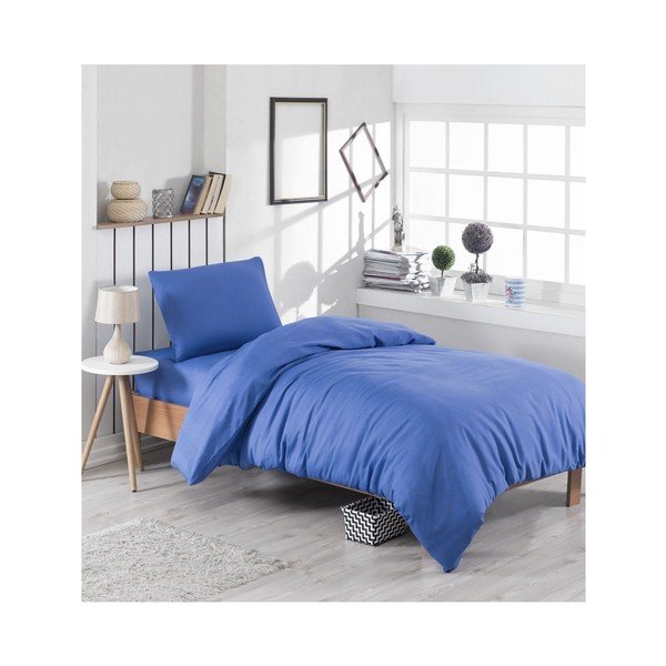 Lino blu con misto cotone per letto singolo , 140 x 200 cm Paint - Mijolnir