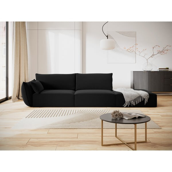 Divano nero con penisola a sinistra con rivestimento in velluto 264 cm Vanda – Mazzini Sofas-image-1