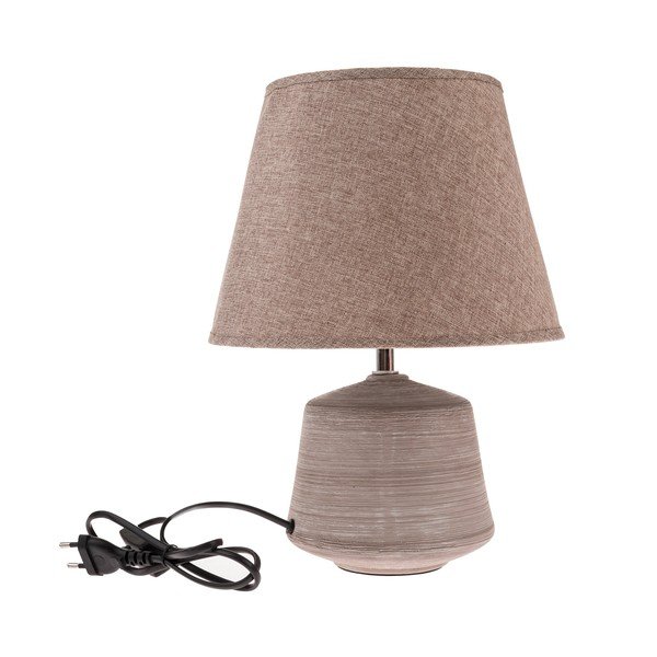 Lampada da tavolo beige/marrone chiaro con paralume in tessuto (altezza totale 33 cm) – Dakls-image-1