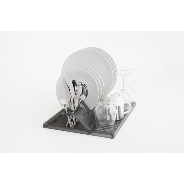 Scolapiatti pieghevole grigio scuro Space - Rotho-image-4