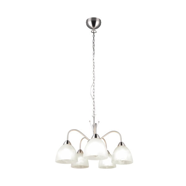 Lampadario bianco/argentato con paralume in vetro ø 55 cm Dobby – Reality-image-2