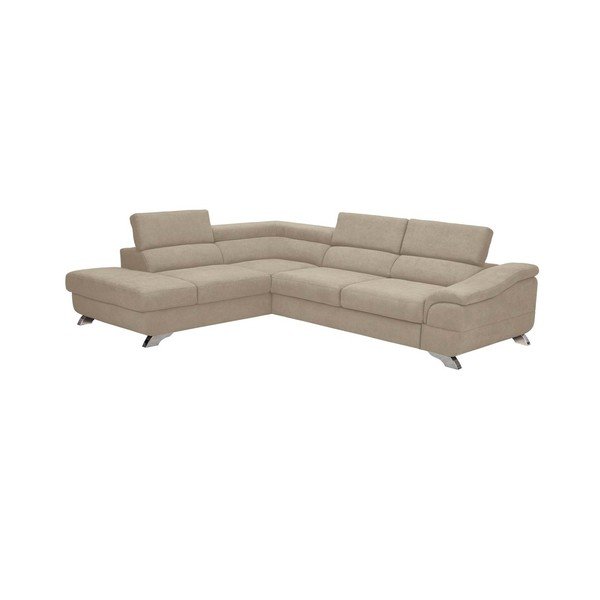 Divano letto angolare marrone e grigio con rivestimento in velluto Gamma, angolo sinistro - Windsor & Co Sofas-image-2