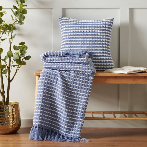 Coperta blu 125x150 cm Stab Stitch – Catherine Lansfield-image-4